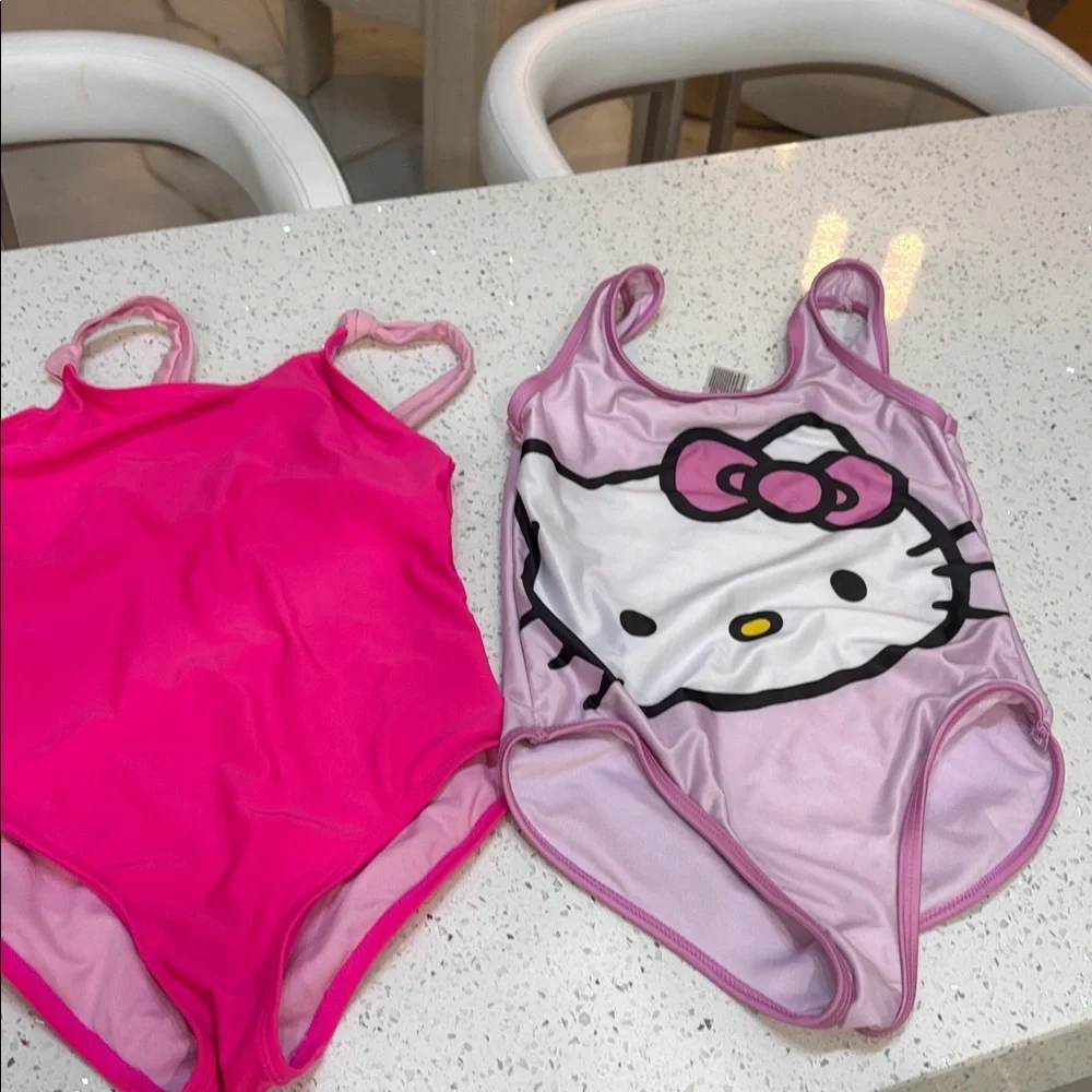 Girls Swimsuit Bundle Pink Platinum Sparkly Pink size 7/8